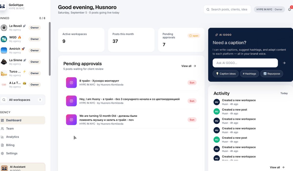 Social media professional comparing tools for freelancers and agencies on a multi-client dashboard